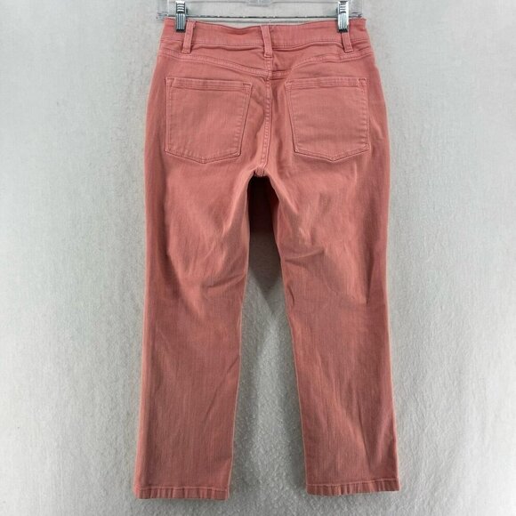 L.L. Bean Jeans Women's Sz 4 Coral Pink Denim Mid Rise Classic Fit Crop Stretch - Picture 2 of 12